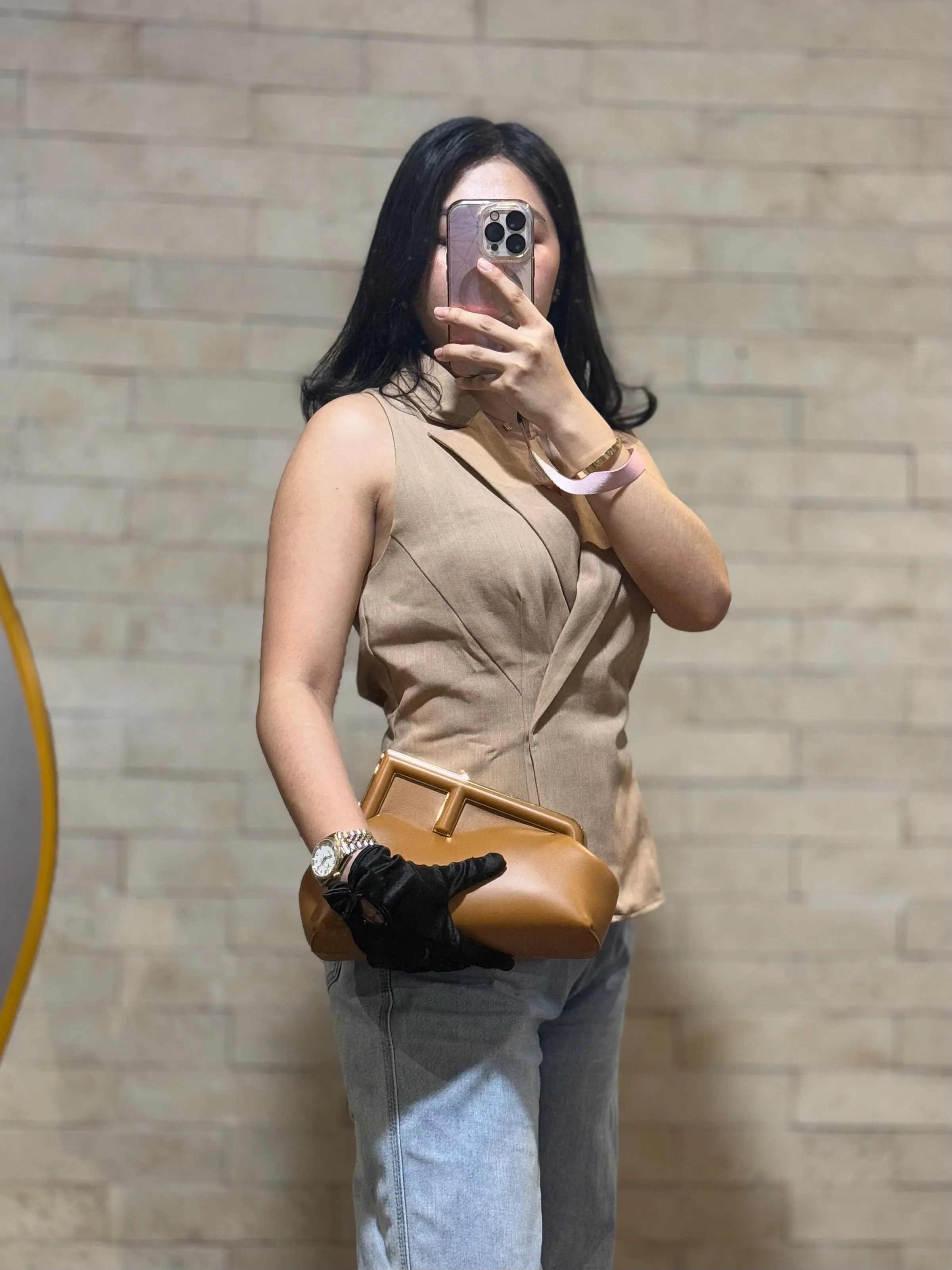 First Napa Leather Bag Camel Small