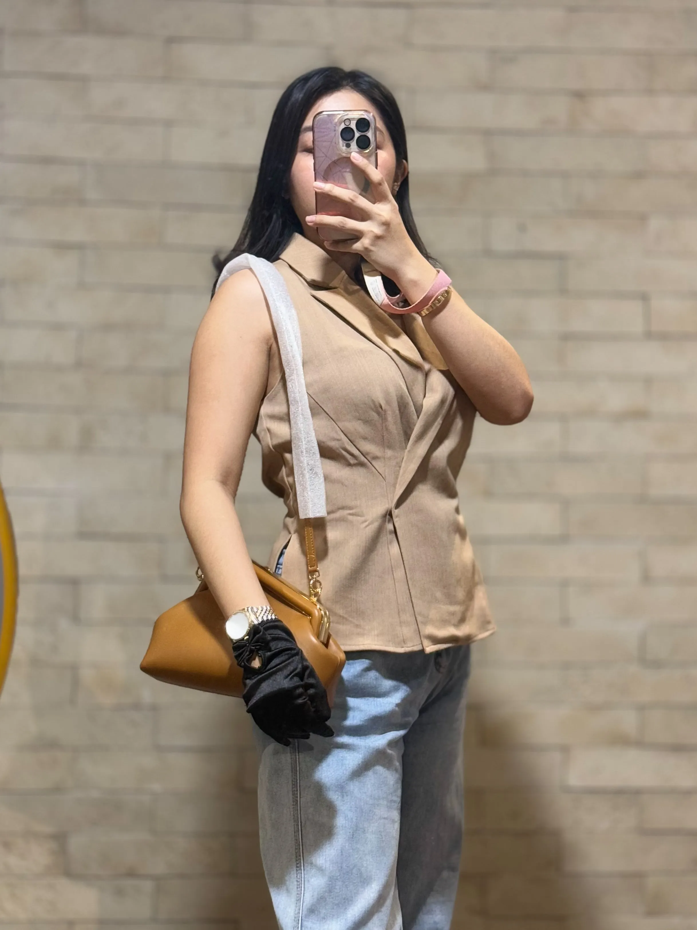 First Napa Leather Bag Camel Small