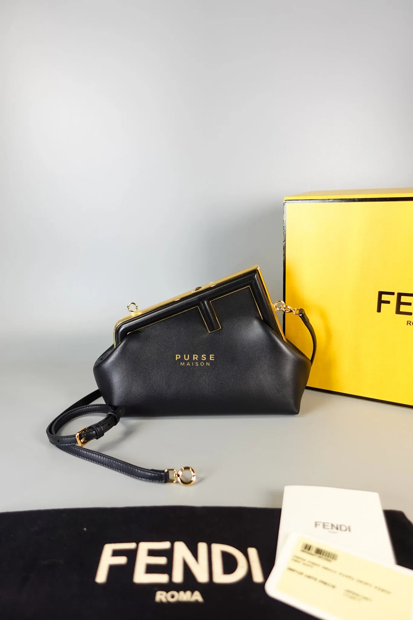 First Small in Noir Nappa Bag