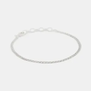 Flat Cuban Chain Bracelet | Silver