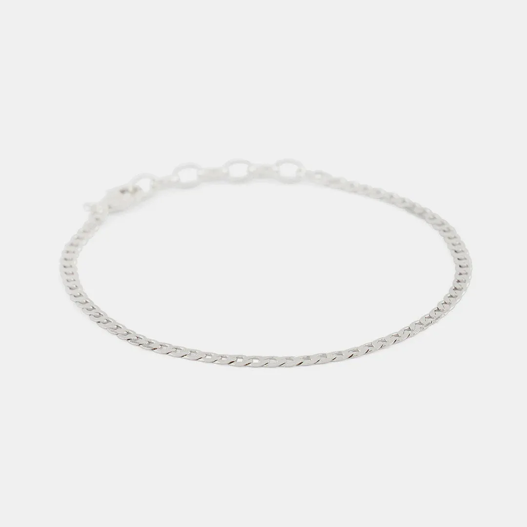 Flat Cuban Chain Bracelet | Silver
