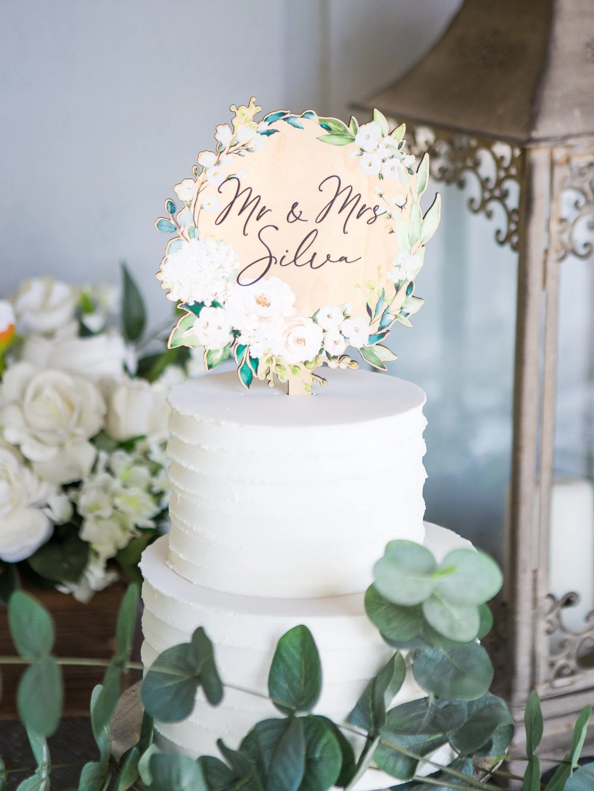 Floral Mr & Mrs Cake Topper