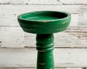 Forest green distressed pillar candle holder