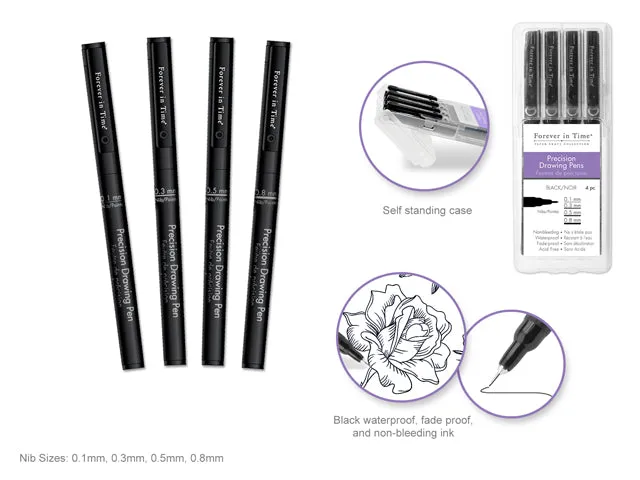 Forever in Time Precision Drawing Pens 4pc