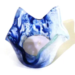 Fused Glass Tealight Holder - Blue