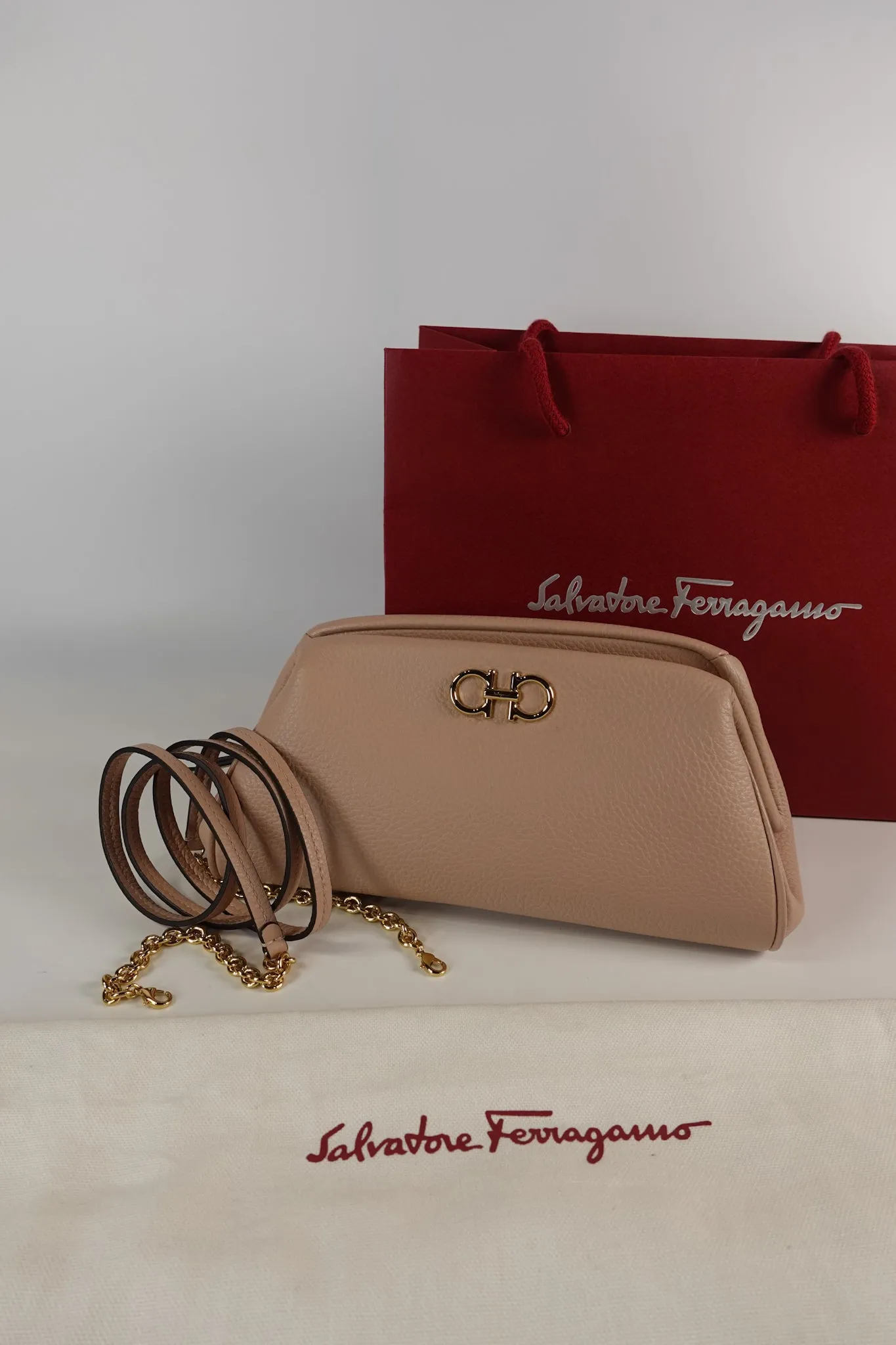 Gancini Calfskin Leather Mini Crossbody Bag in Pink