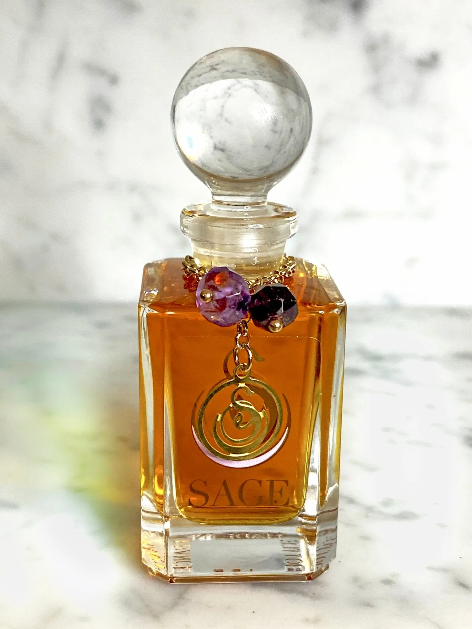 Garnet & Amethyst Blend Vanity Bottle by Sage, Pure Perfume Oil Concentrate