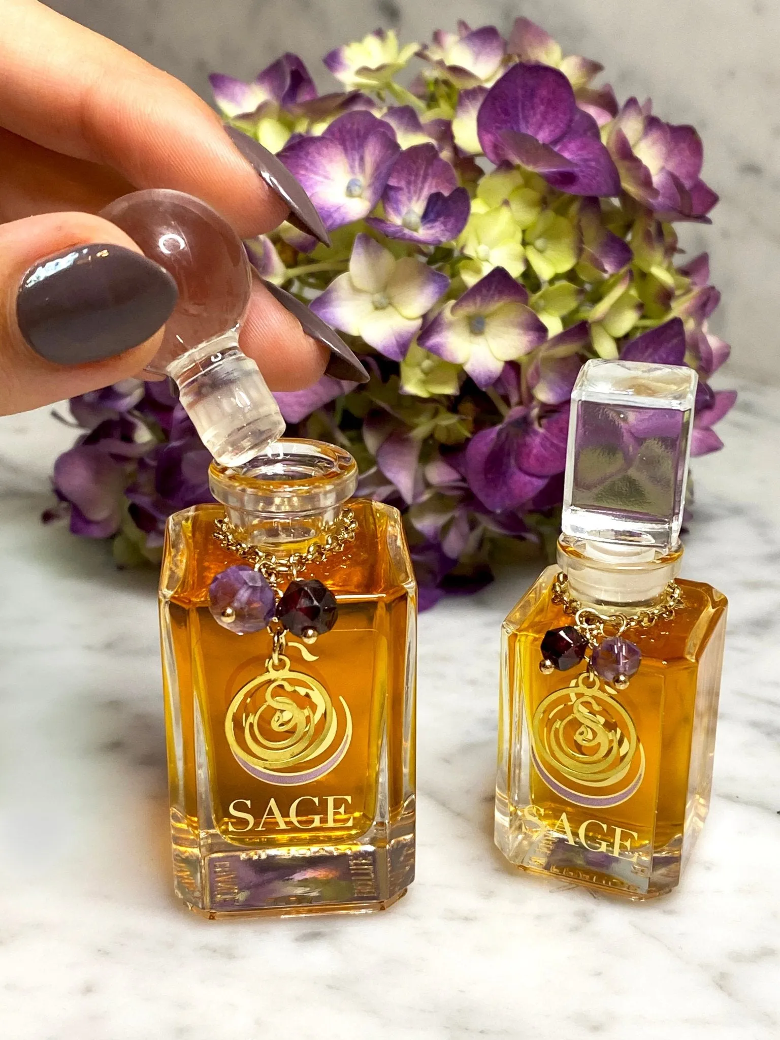 Garnet & Amethyst Blend Vanity Bottle by Sage, Pure Perfume Oil Concentrate