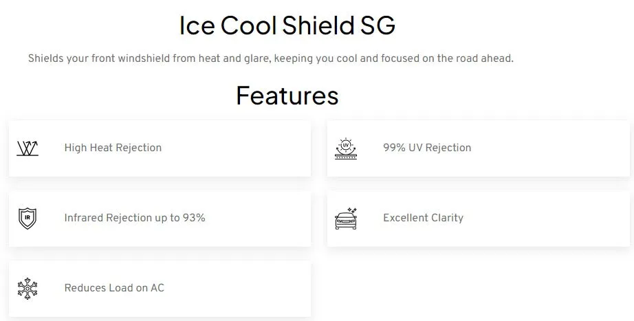 Garware ICE Cool Shield SG82 – Sun Control Window Film For Front Windshield (1N), TSER 35%