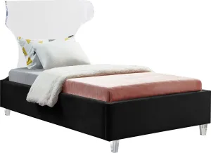 Ghost Black Velvet Twin Bed