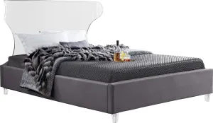 Ghost Grey Velvet Queen Bed
