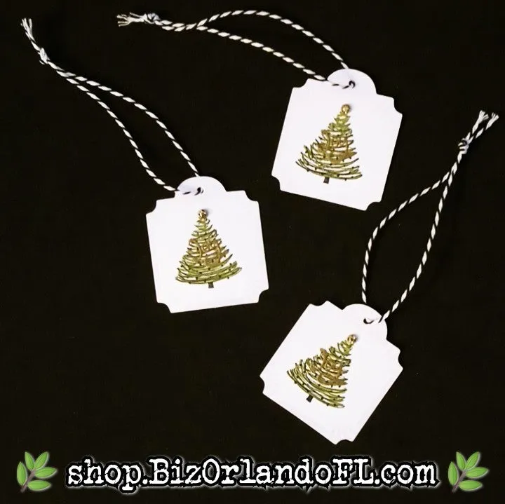 GIFT TAGS: Handstamped, Embossed & Embellished Holiday Gift Tag by Kathryn McHenry (Set of 3)