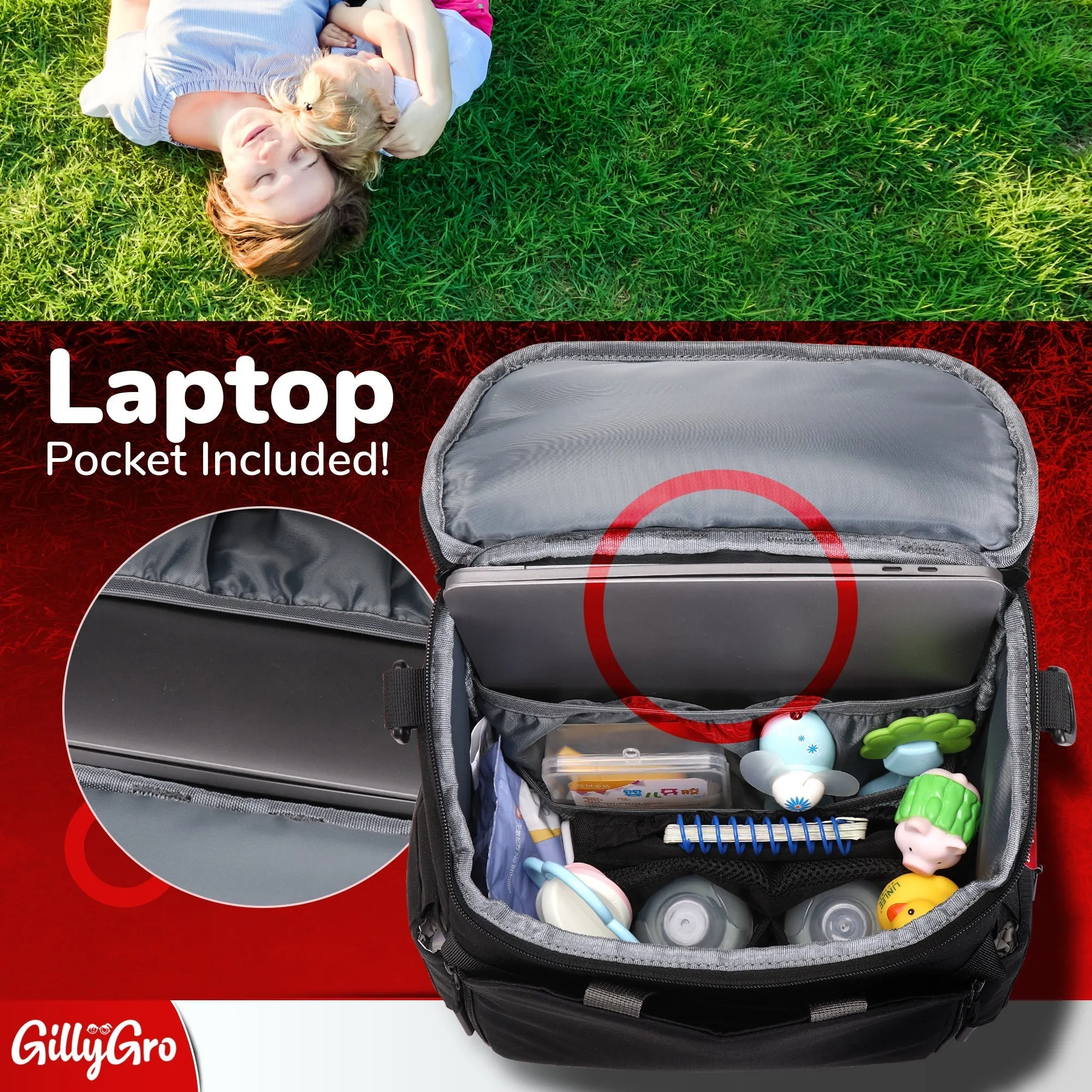 GillyGro Pro Backpack Bundle – The Swiss Army Backpack for Working Parents on the Go!