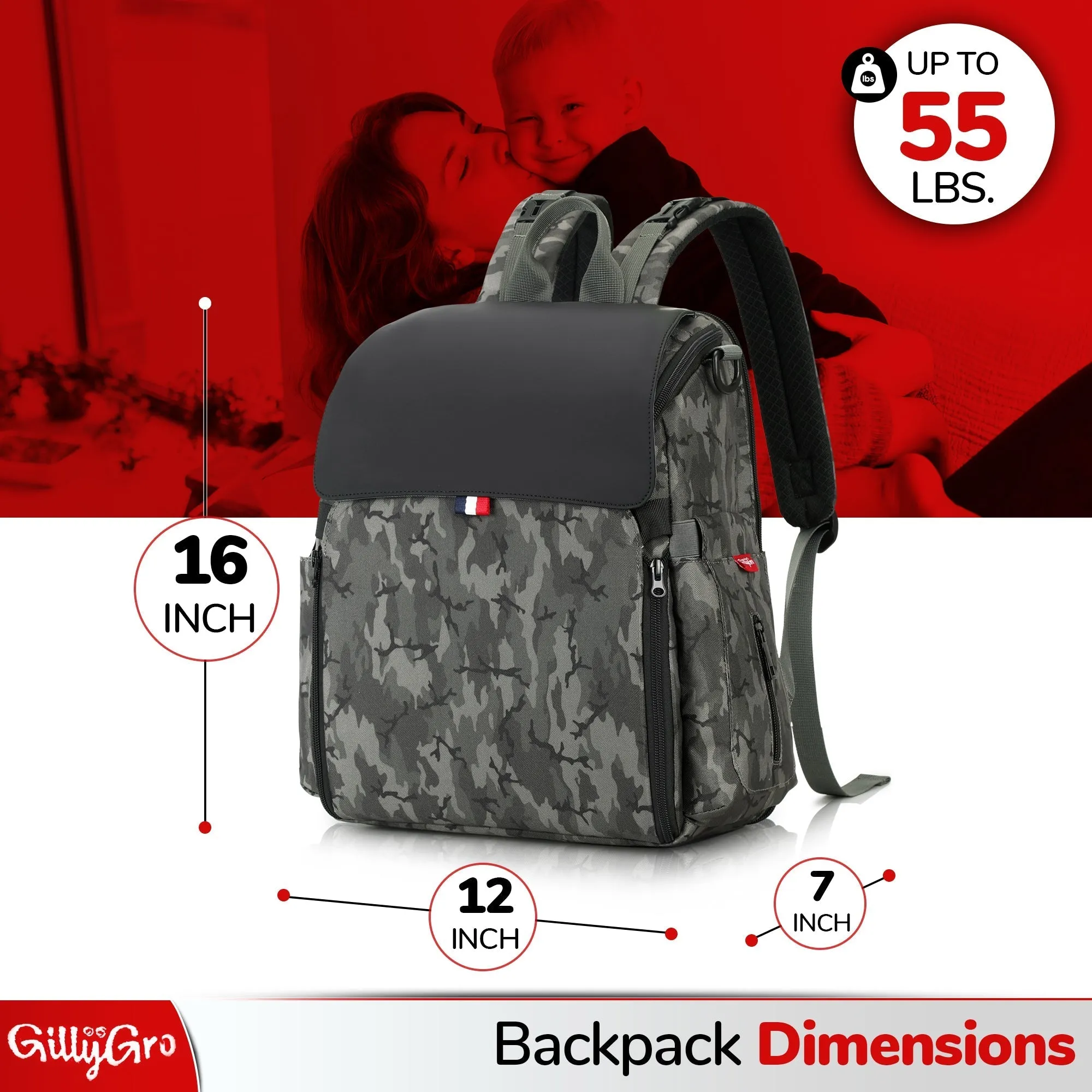 GillyGro Pro Backpack Bundle – The Swiss Army Backpack for Working Parents on the Go!