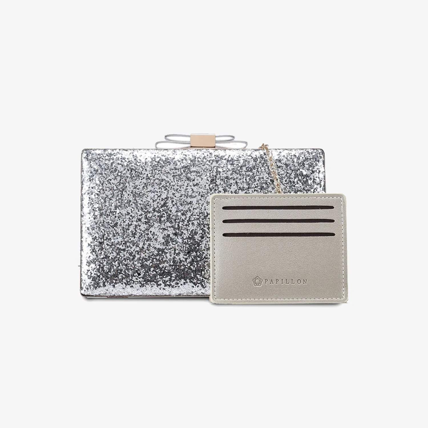 GLITTERY RIBBON CLUTCH