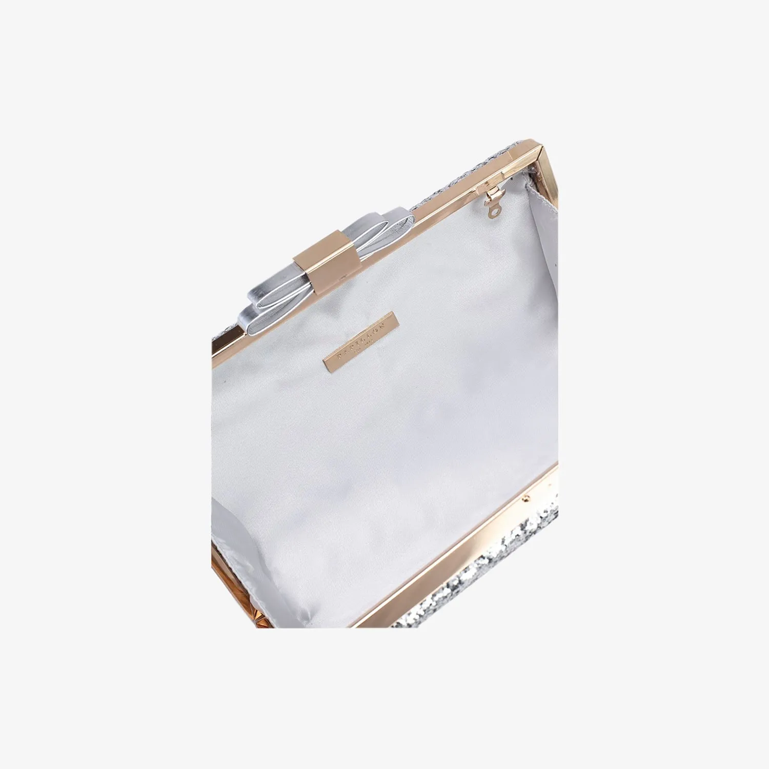GLITTERY RIBBON CLUTCH