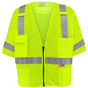 Global Glove & Safety GLO-025FR FrogWear Flame Resistant Surveyors Vest, Class 3, 5.1 Cal/cm²