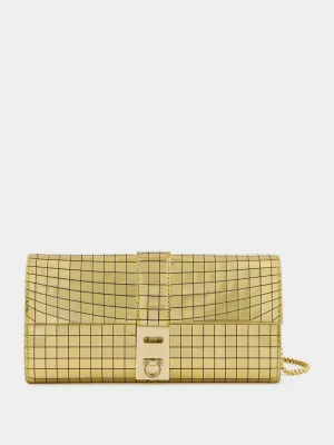 Gold Laminated Hug Wallet with Chain