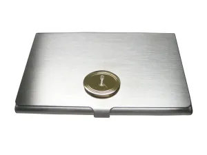 Gold Toned Etched Oval Complex Virus Business Card Holder