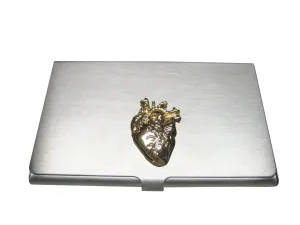 Gold Toned Large Anatomical Heart Business Card Holder