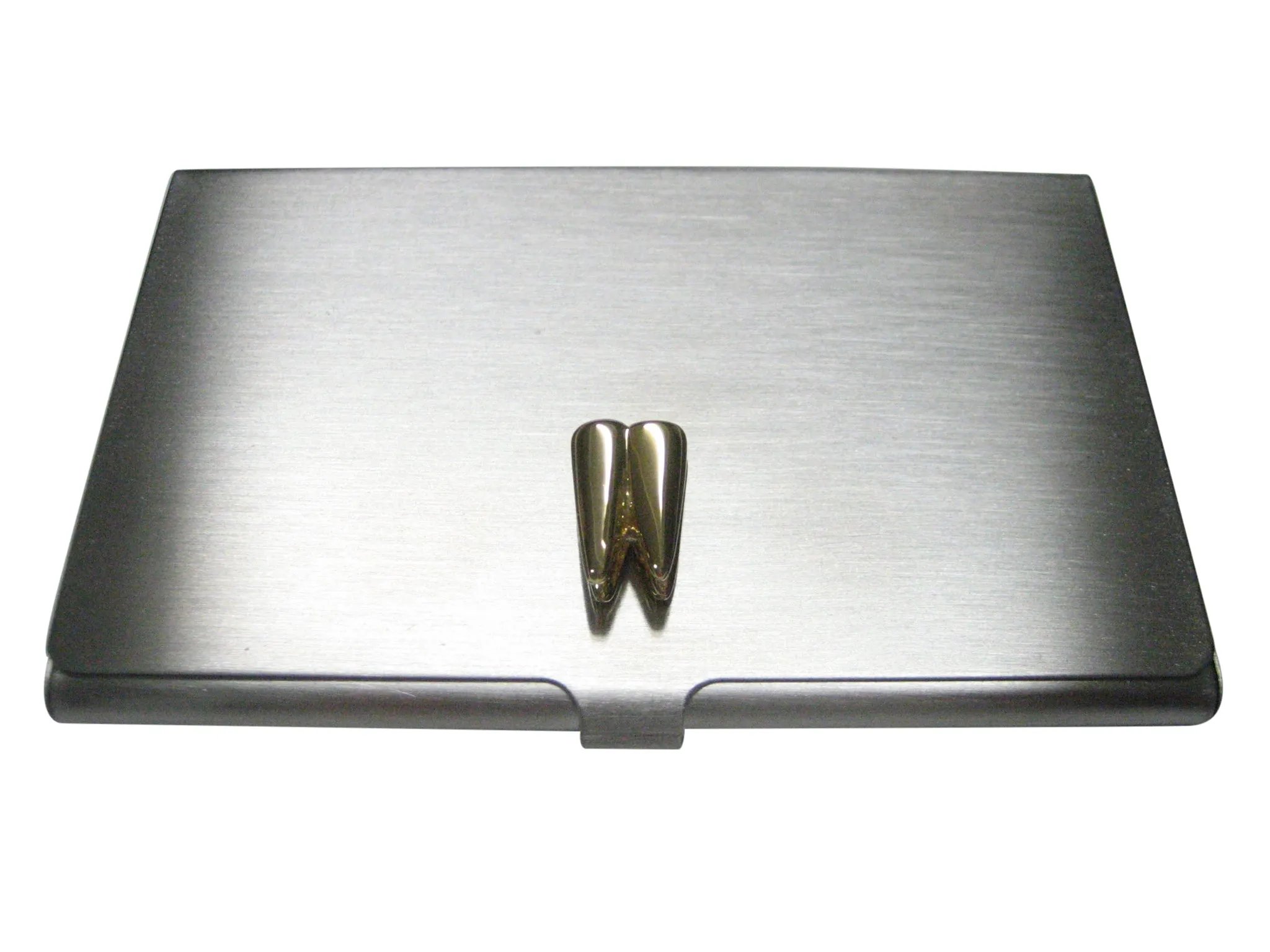 Gold Toned Shiny Dental Tooth Teeth Business Card Holder