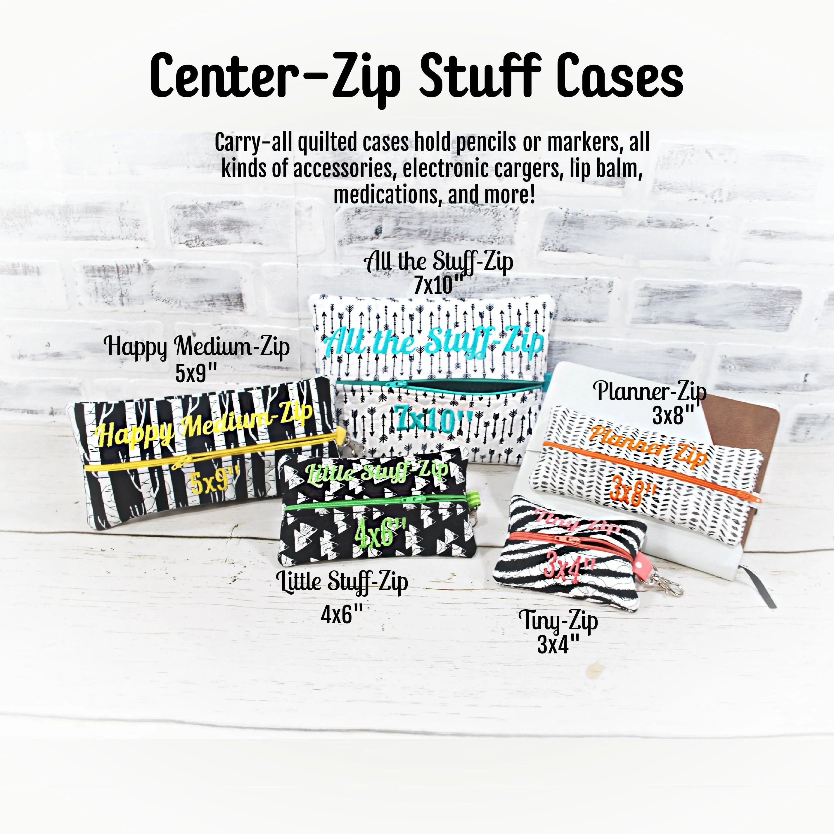 Gray and Yellow Geometric Personalized Quilted Pouch