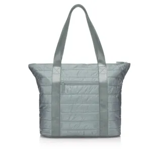 Gray Puffer Tote Bag with Zipper Pockets in Shimmer