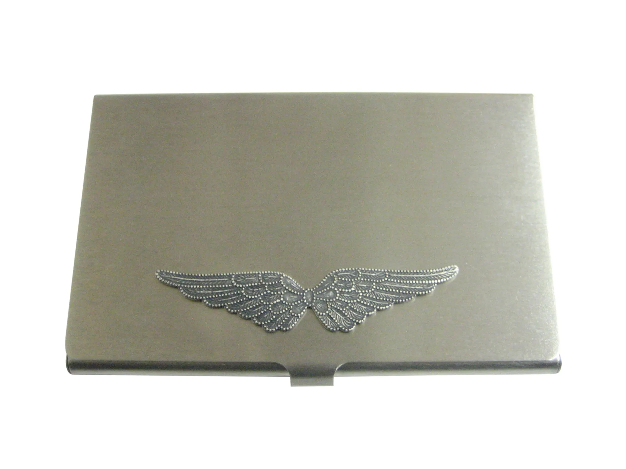 Gray Toned Angelic Wing Pendant Business Card Holder