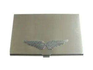 Gray Toned Angelic Wing Pendant Business Card Holder