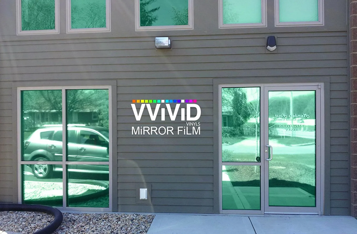 Green One-Way Mirror Finish Window Privacy Vinyl