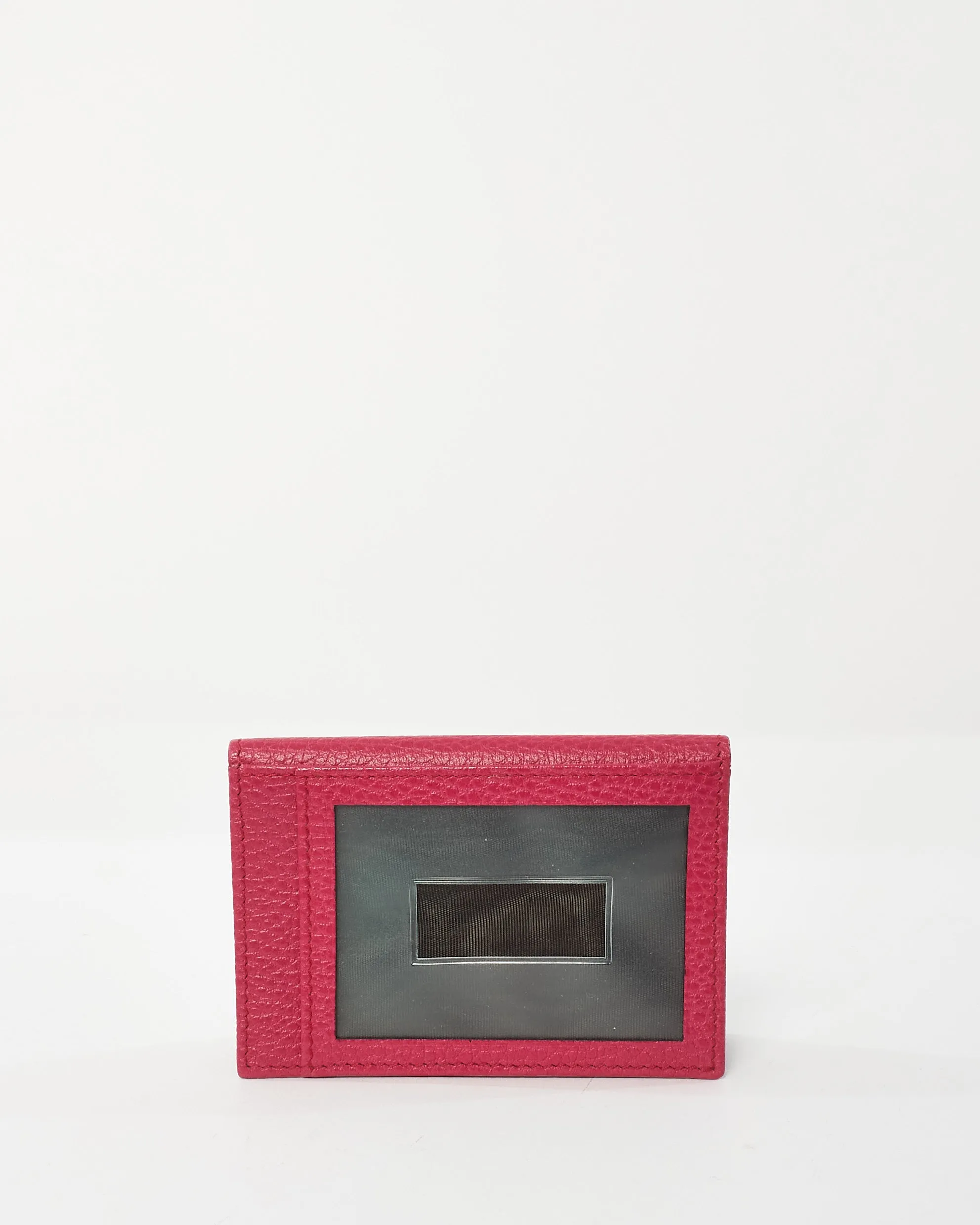 Gucci Fuchsia Calfskin Leather Logo Card Case Wallet