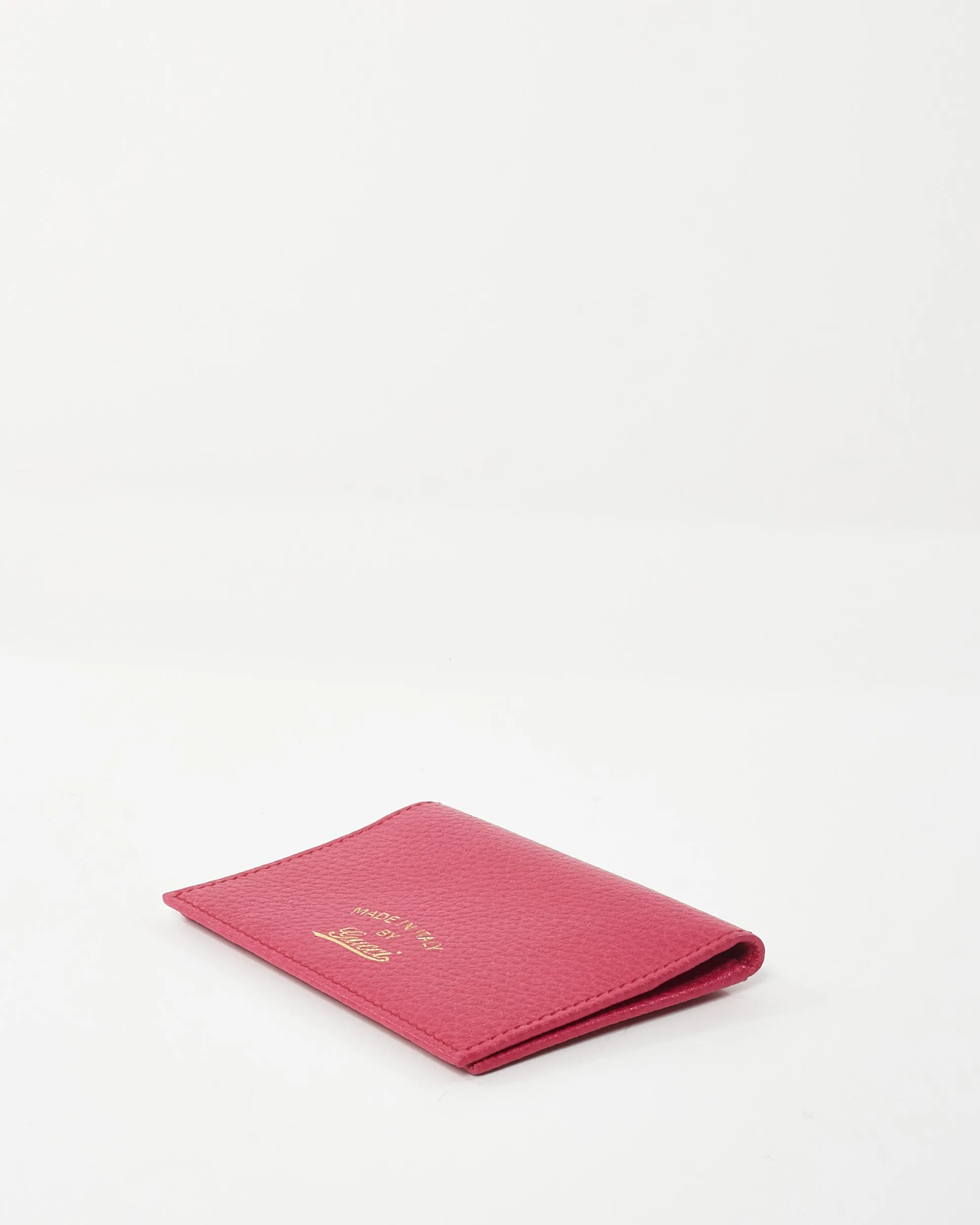 Gucci Fuchsia Calfskin Leather Logo Card Case Wallet