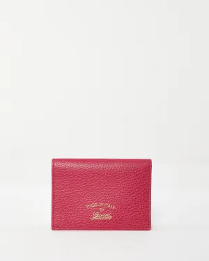 Gucci Fuchsia Calfskin Leather Logo Card Case Wallet