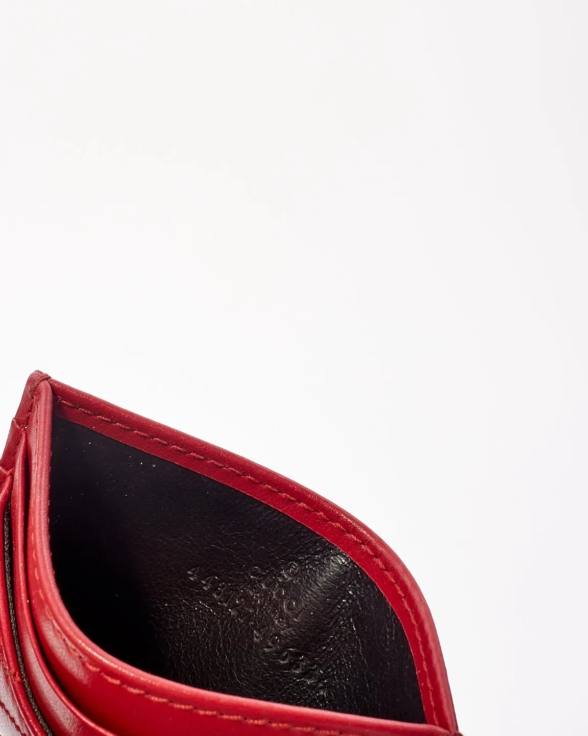 Gucci Red Leather GG Marmont Matelassé Card Case