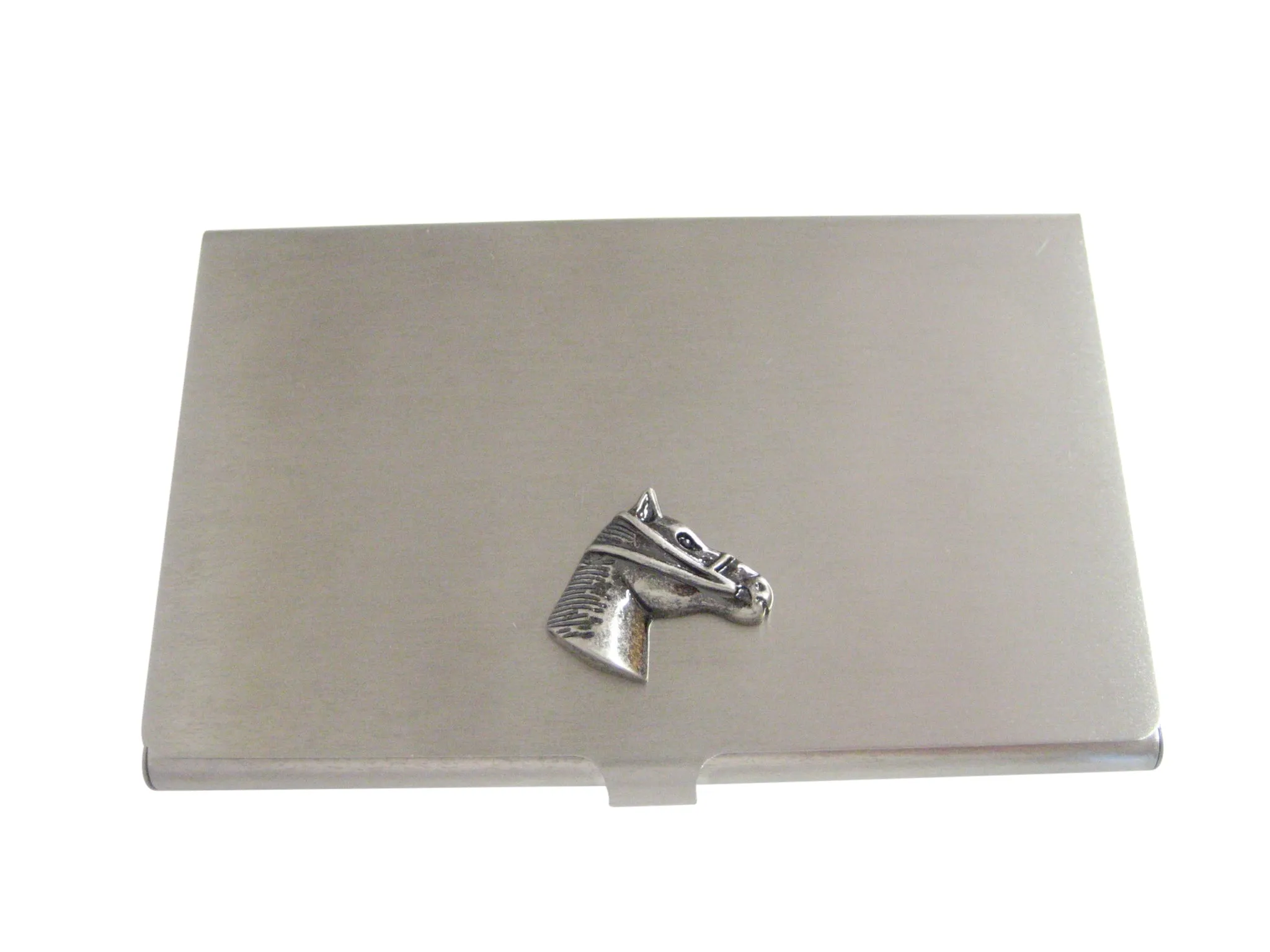 Gunmetal Toned Equestrian Horse Head Business Card Holder