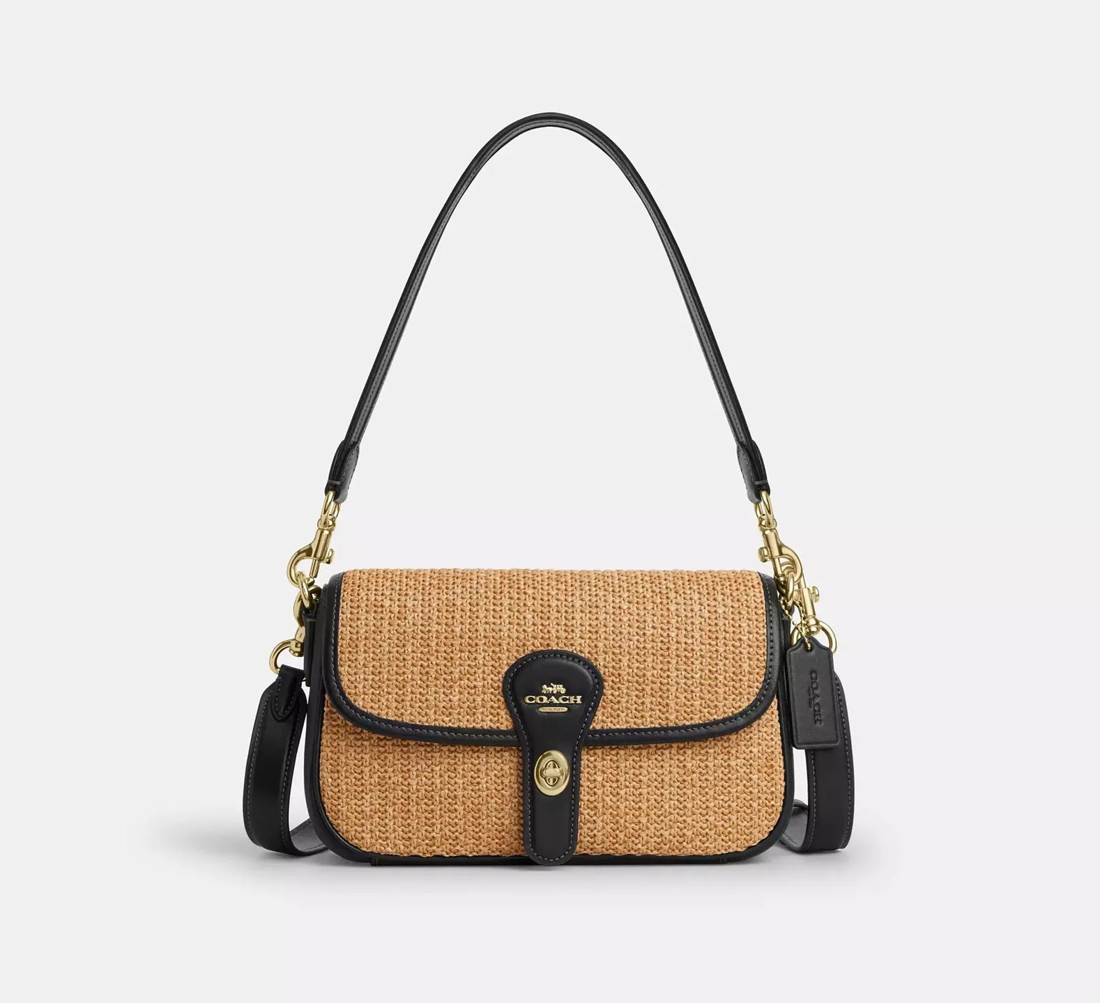Hadley Shoulder Bag Straw Toast Black Coach