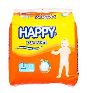 HAPPY DIAPER LRG 12`S YLW