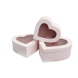 Heart Shaped Gift Box Flower Box Pink Set 3