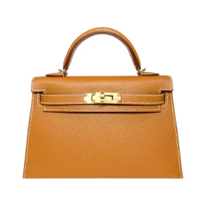 Hermes Mini Kelly 20 Gold Epsom Gold Hardware