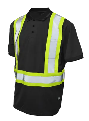Hi-Vis Black Short Sleeve Polo Shirt by Tough Duck - Style ST17