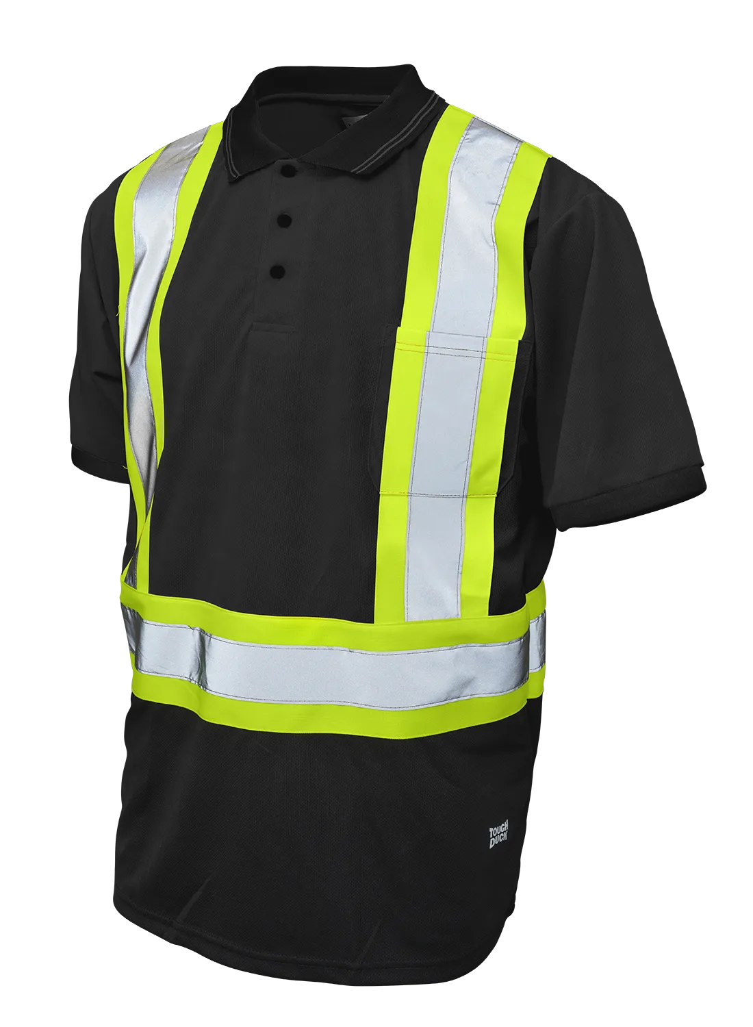 Hi-Vis Black Short Sleeve Polo Shirt by Tough Duck - Style ST17