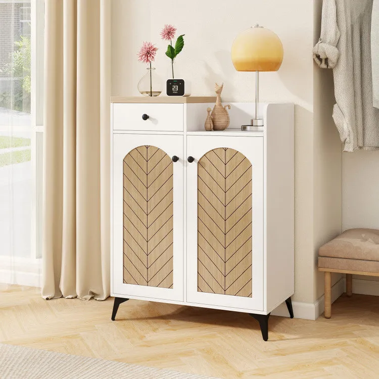 Hivvago 2-Door Shoe Rack Organizer with Drawer and 6 Removable Shelves