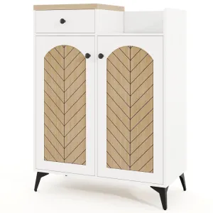 Hivvago 2-Door Shoe Rack Organizer with Drawer and 6 Removable Shelves