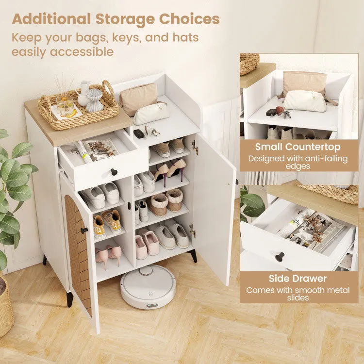 Hivvago 2-Door Shoe Rack Organizer with Drawer and 6 Removable Shelves