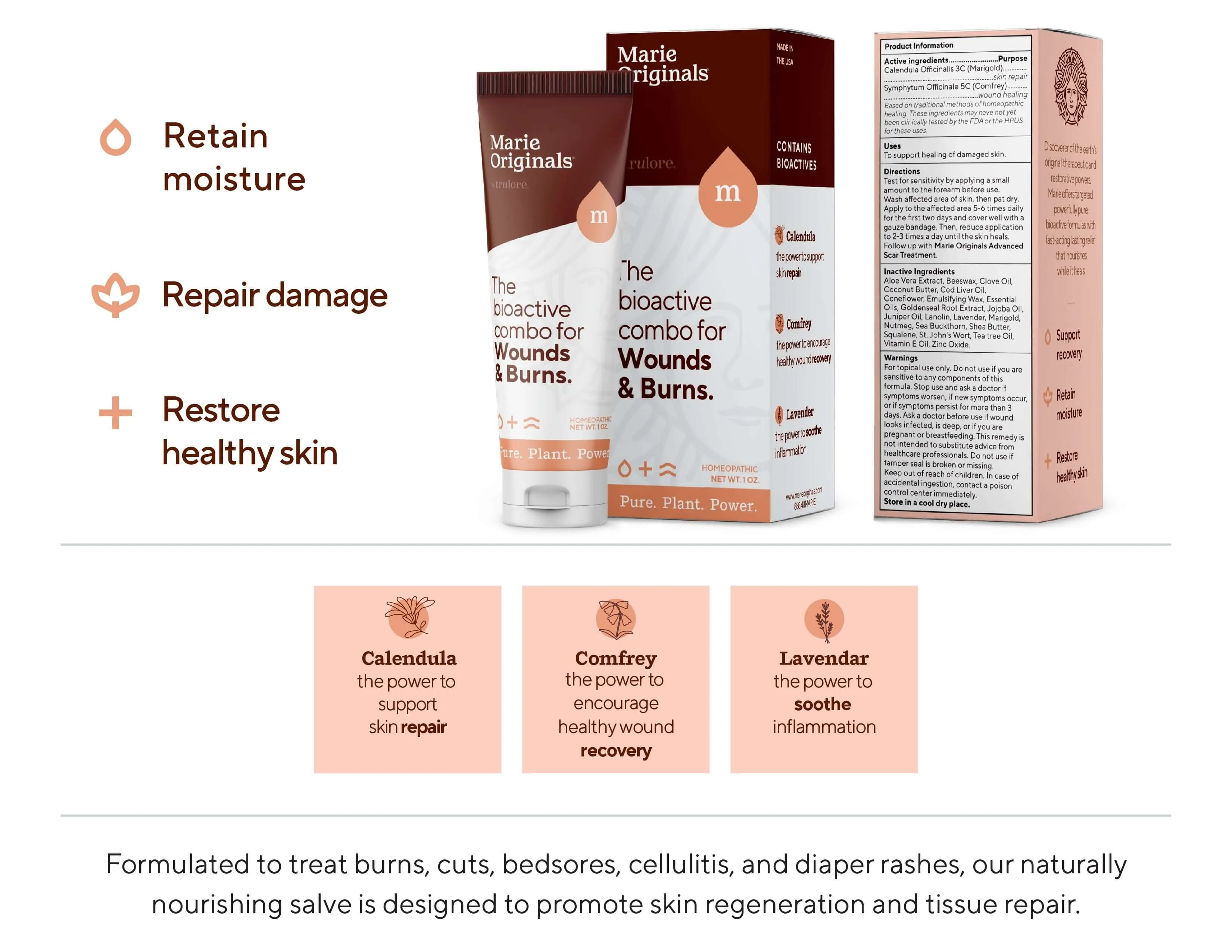 Homeopathic Wounds & Burns Skin Repair Ointment Cream 1 oz
