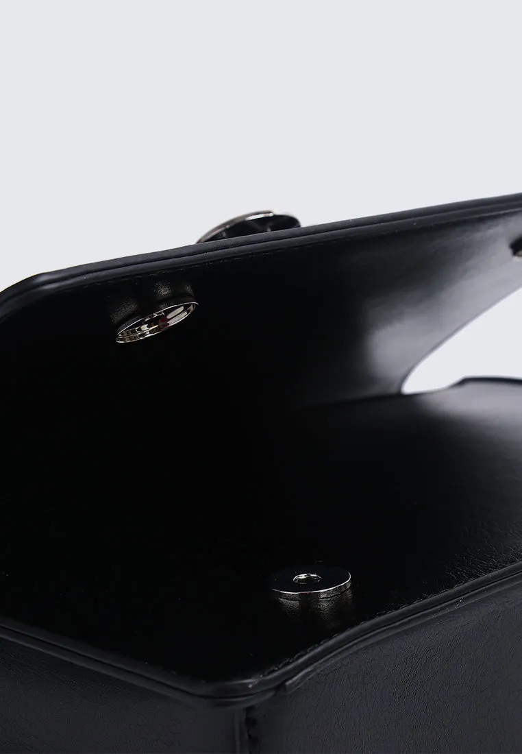I Feel Bloom Belted Top Handle Bag (Black)