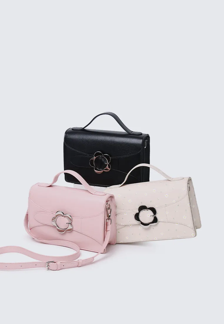I Feel Bloom Belted Top Handle Bag (Black)