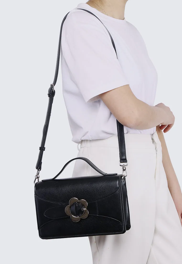 I Feel Bloom Belted Top Handle Bag (Black)