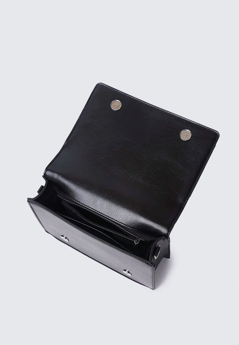 I Feel Bloom Belted Top Handle Bag (Black)
