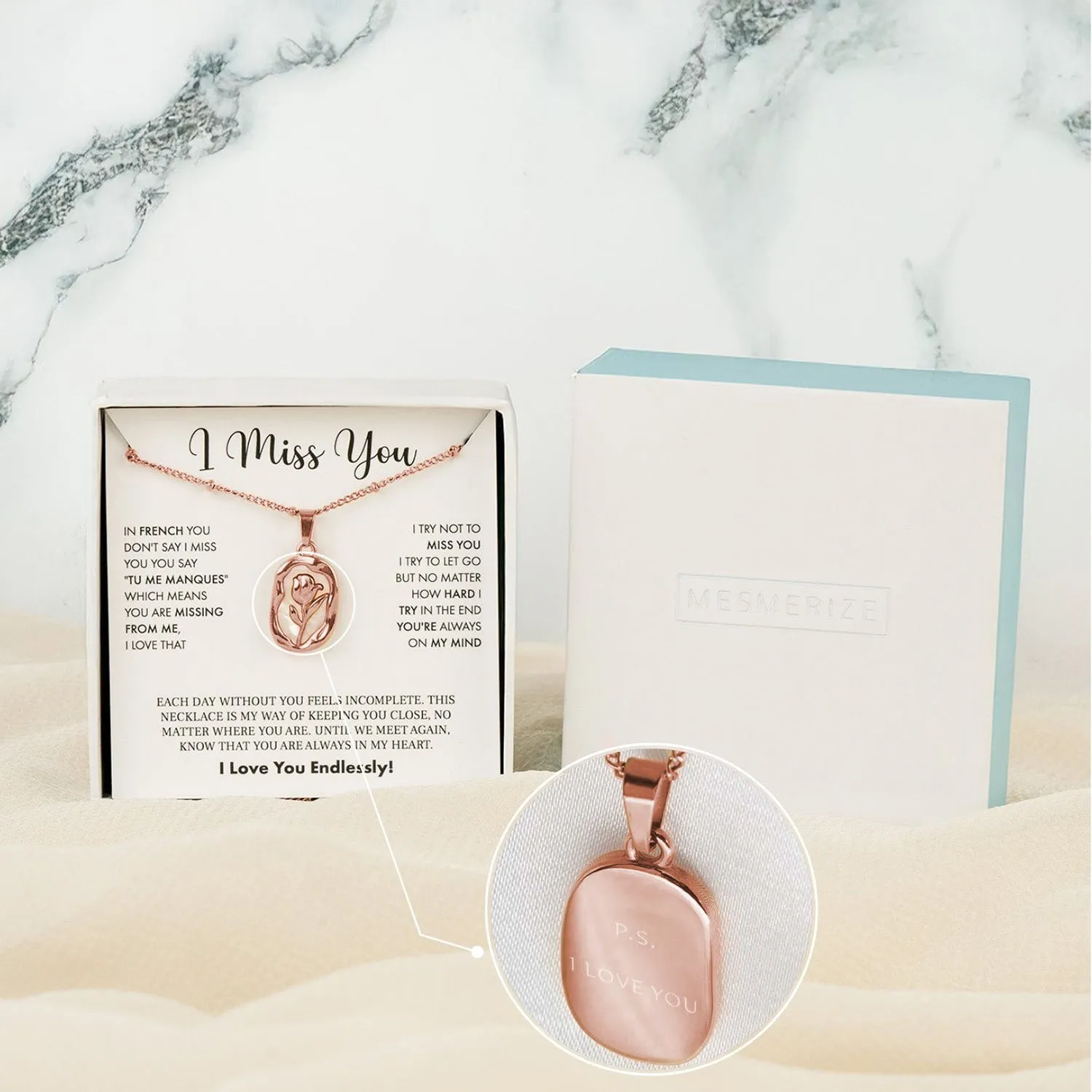 I Miss You Card With Necklace For Women